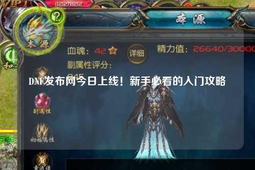 DNF發(fā)布網(wǎng)今日上線！新手必看的入門攻略