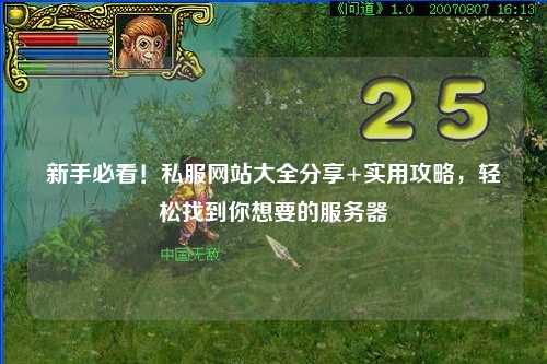 新手必看！私服網站大全分享+實用攻略，輕松找到你想要的服務器